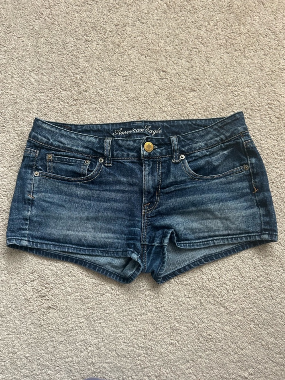 American Eagle Outfitters Blue Denim Low-Rise Jean Shorts